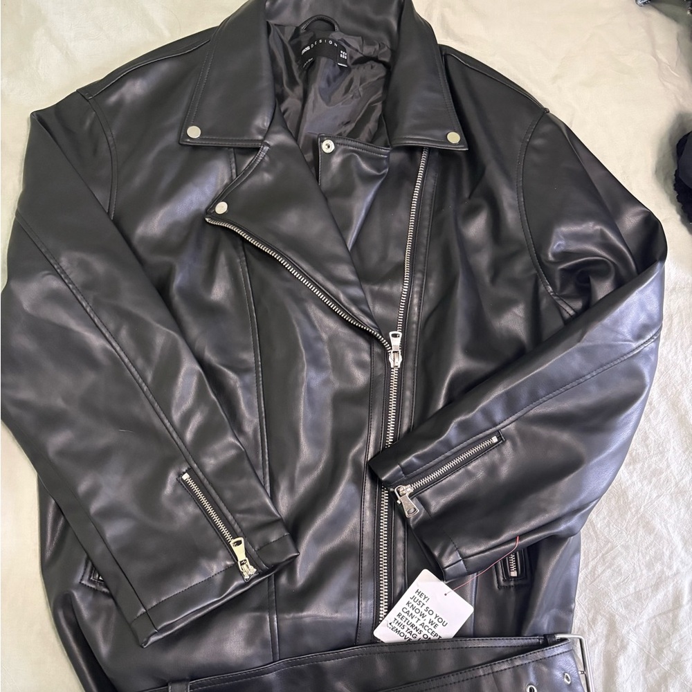 ASOS Dark Leather Moto Jacket